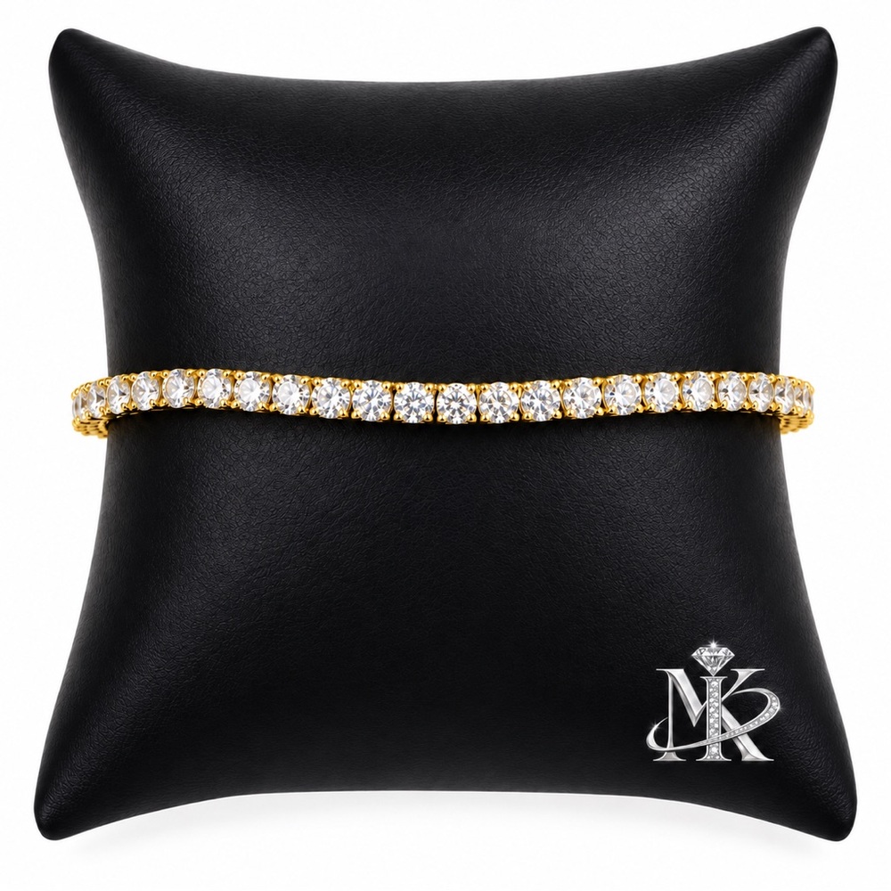 Gold Over 925 Sterling Silver 9.00CTW MOISSANITE Tennis Unisex Bracelet Size 8”